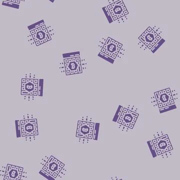 Calculator cryptocurrency mining glyph vector seamless pattern Illustrazione stock