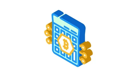 Calculator cryptocurrency mining isometric icon animation Stock Footage 327282407