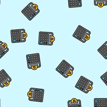 Calculator cryptocurrency mining vector seamless pattern Stock Illustration