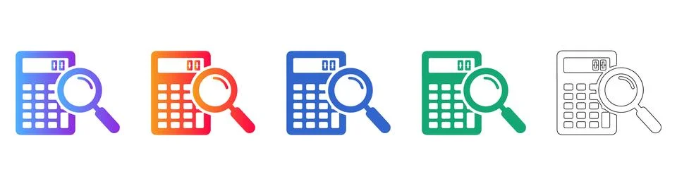 Calculator Data Analysis Icon Set Stock Illustration