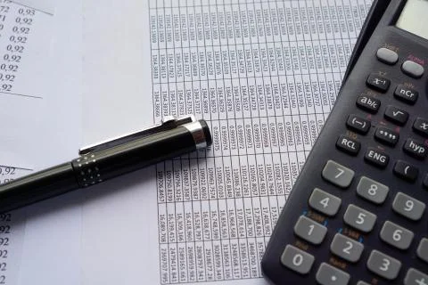 Calculator data number sheets (1) Stock Photos
