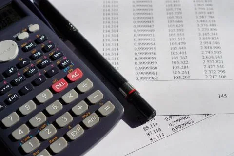 Calculator data number sheets (5) Foto stock