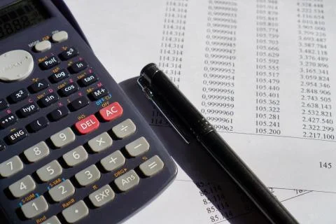 Calculator data number sheets (6) Stock Photos
