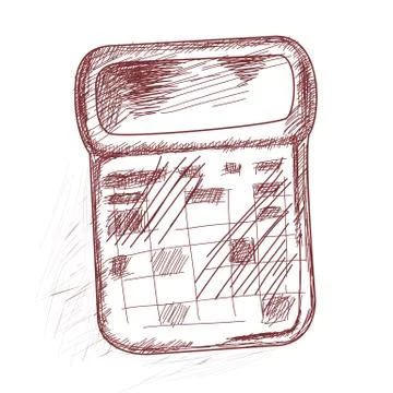 Calculator. Design element for school products.vector. Hand drawing. Sketch. Stock Illustration