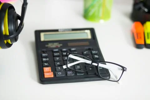 Calculator on the desktop 写真素材
