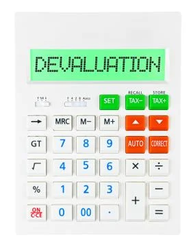 Calculator with DEVALUATION Stock Photos