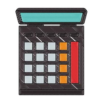 Calculator device isolated scribble Stock Illustration