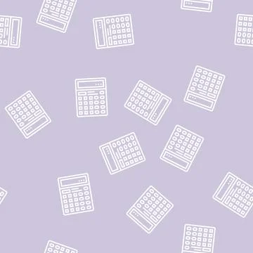 Calculator digital device for counting line seamless pattern 스톡 일러스트