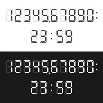 Calculator digital display font Stock Illustration