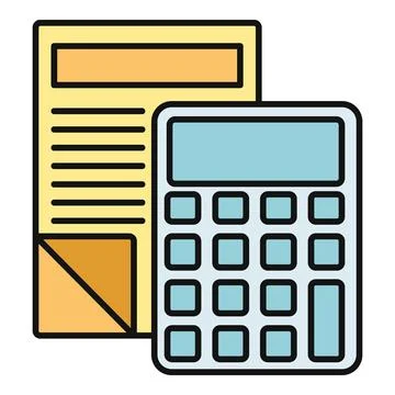 Calculator with document analyzing financial data and budget Stockillustratie