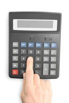Calculator with finger Stock Photos