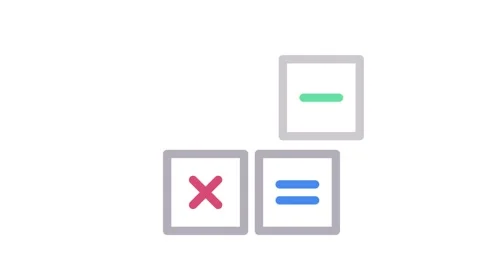 A calculator with four square buttons and a cross, intended for basic mathe.. Video stock 334766172