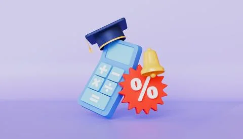 Calculator with graduation cap, representing education, finance Stock Illustration