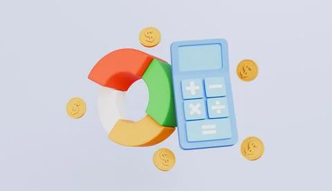 Calculator with graph pie chart, Business financial or payment management Иллюстрация