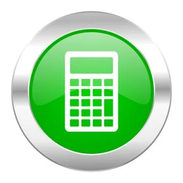 Calculator green circle chrome web icon isolated. Stock Illustration