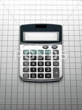 Calculator on grid gray background Stock Photos