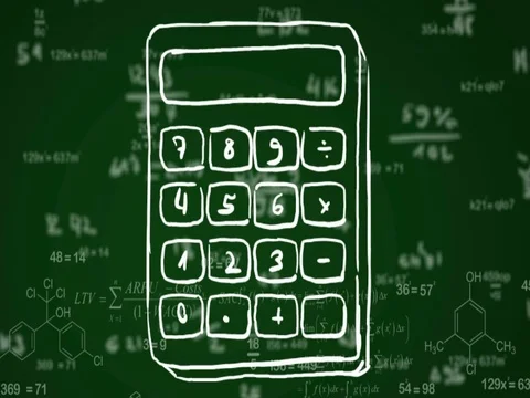 Calculator hand drawn formula green SD Stock Footage