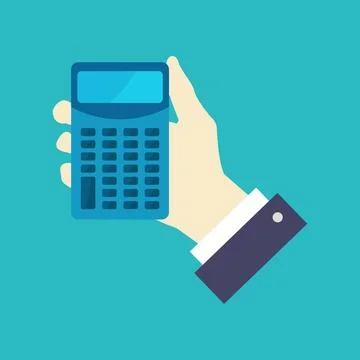 Calculator in hand illustrated on background Ilustración de archivo