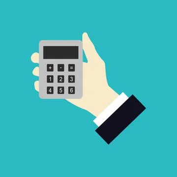 Calculator in hand illustrated on background Ilustración de archivo