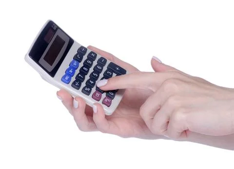 Calculator in hand Stock Photos