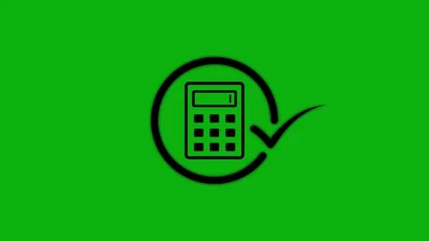Calculator icon animation with check mark on green background representing .. Stock Footage 344855163