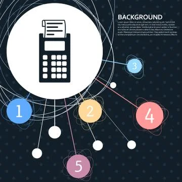 Calculator icon with the background to the point and with infographic style.  Stock Illustration