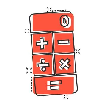Calculator icon in comic style. Calculate cartoon vector illustration on whit 스톡 일러스트