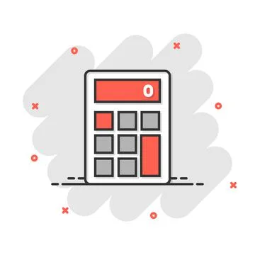 Calculator icon in comic style. Calculate cartoon vector illustration on whit イラスト素材