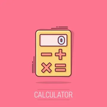 Calculator icon in comic style. Calculate cartoon vector illustration on is.. 스톡 일러스트