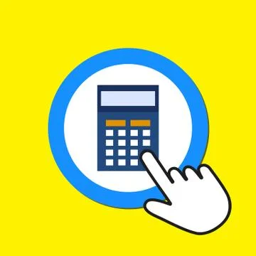 Calculator icon. Counting, calculation concept. Hand Mouse Cursor Clicks the  Stock Illustration