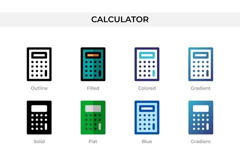 Calculator icon in different style. Calculator vector icons designed in out.. Stock Illustration