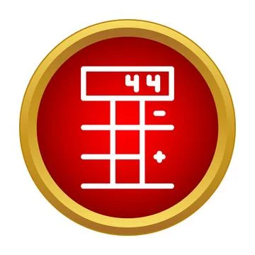 Calculator icon displaying 44 on a red button 스톡 일러스트