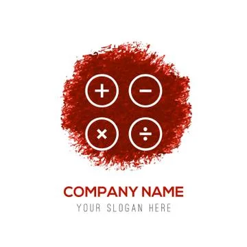 Calculator icon, flat design - Red WaterColor Circle Splash Stock Illustration