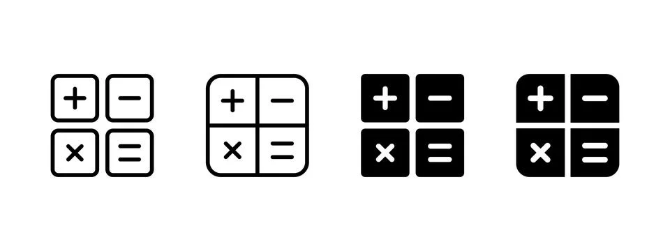 Calculator icon with math operations. Plus, minus, multiply and equals symb.. Stock Illustration