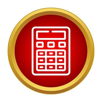 Calculator icon performing financial math calculations in red circle Иллюстрация