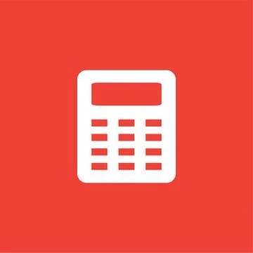 Calculator Icon On Red Background. Red Flat Style Vector Illustration. Stock Illustration