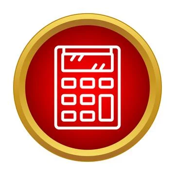 Calculator icon on red button symbolizing accounting finance Stockillustratie