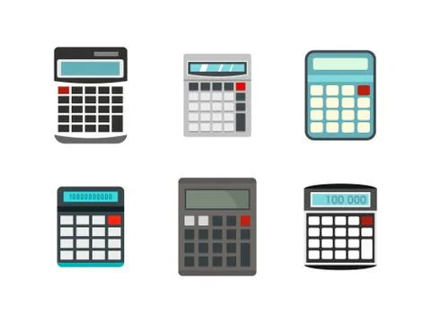Calculator icon set, flat style Illustrazione stock