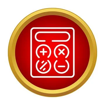 Calculator icon showing basic math operations on red button Ilustración de archivo
