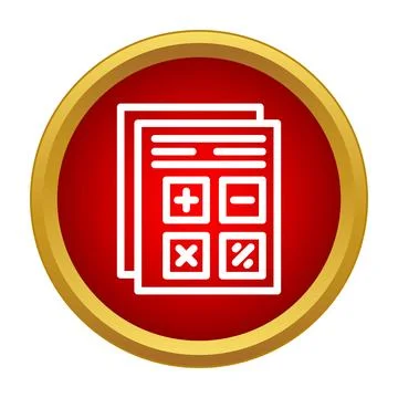 Calculator icon showing mathematical operations on red button 스톡 일러스트