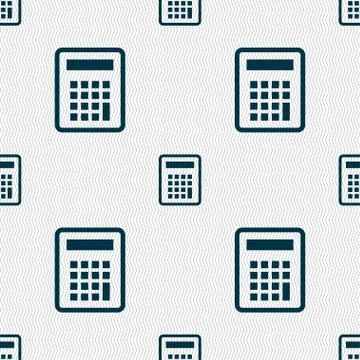 Calculator icon sign. Seamless pattern with geometric texture. 스톡 일러스트