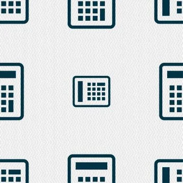 Calculator icon sign. Seamless pattern with geometric texture. イラスト素材