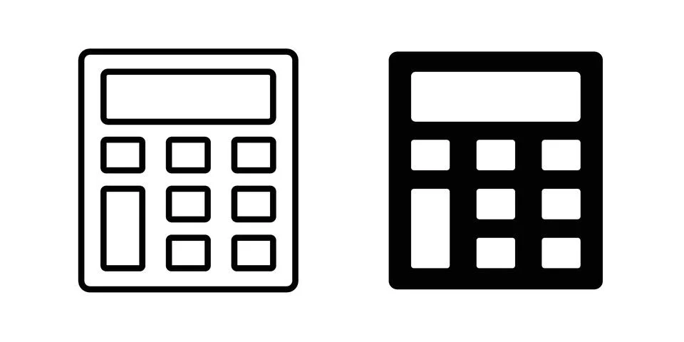 Calculator icon silhouette vector set. thin line pack Stock Illustration