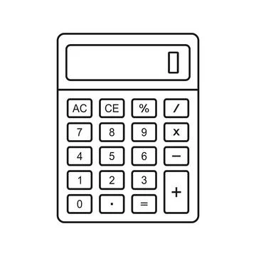 Calculator icon in stroke outline flat style. Mathematics vector illustrati.. Stock Illustration