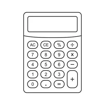 Calculator icon in stroke outline flat style. Mathematics vector illustrati.. 스톡 일러스트