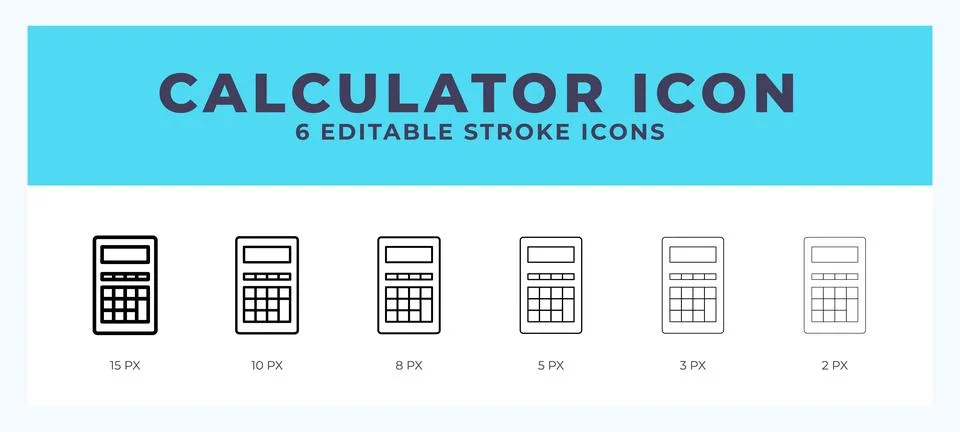 Calculator icon vector for web. And mobile app. Editable stroke outline icon. Stock Illustration