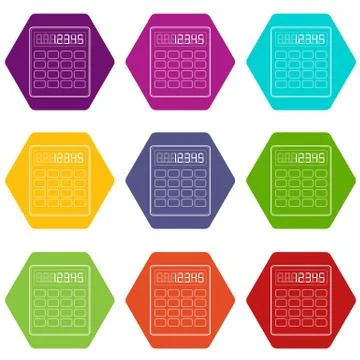 Calculator icons set 9 vector Illustrazione stock