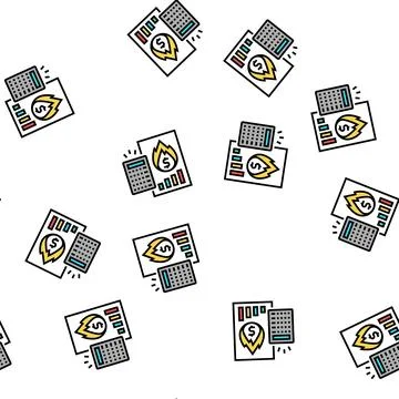 Calculator inflation vector seamless pattern Stock Illustration