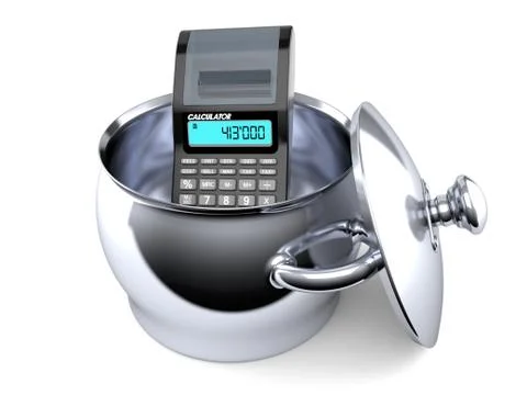Calculator inside kitchen pot イラスト素材