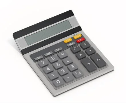 Calculator isolated on white background. 3D illustration Ilustração Stock